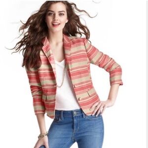 LOFT Women's Striped linen blend pink and tan  Blazer size 12